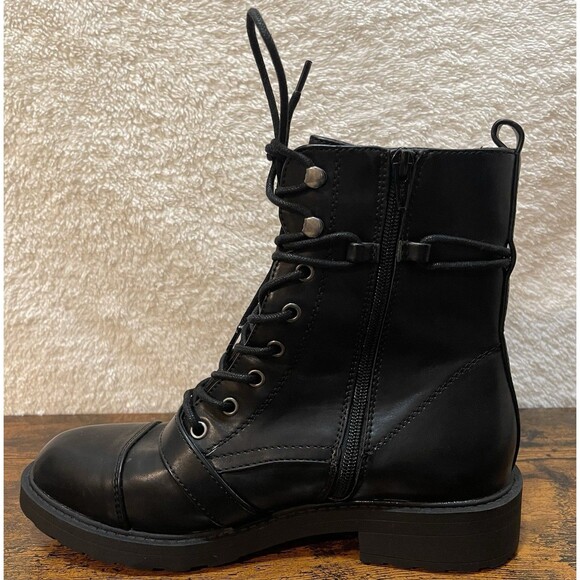 Womens Boots Size 10M White Mountain Combat Decree Black Buckle Zip Lace - Picture 5 of 16